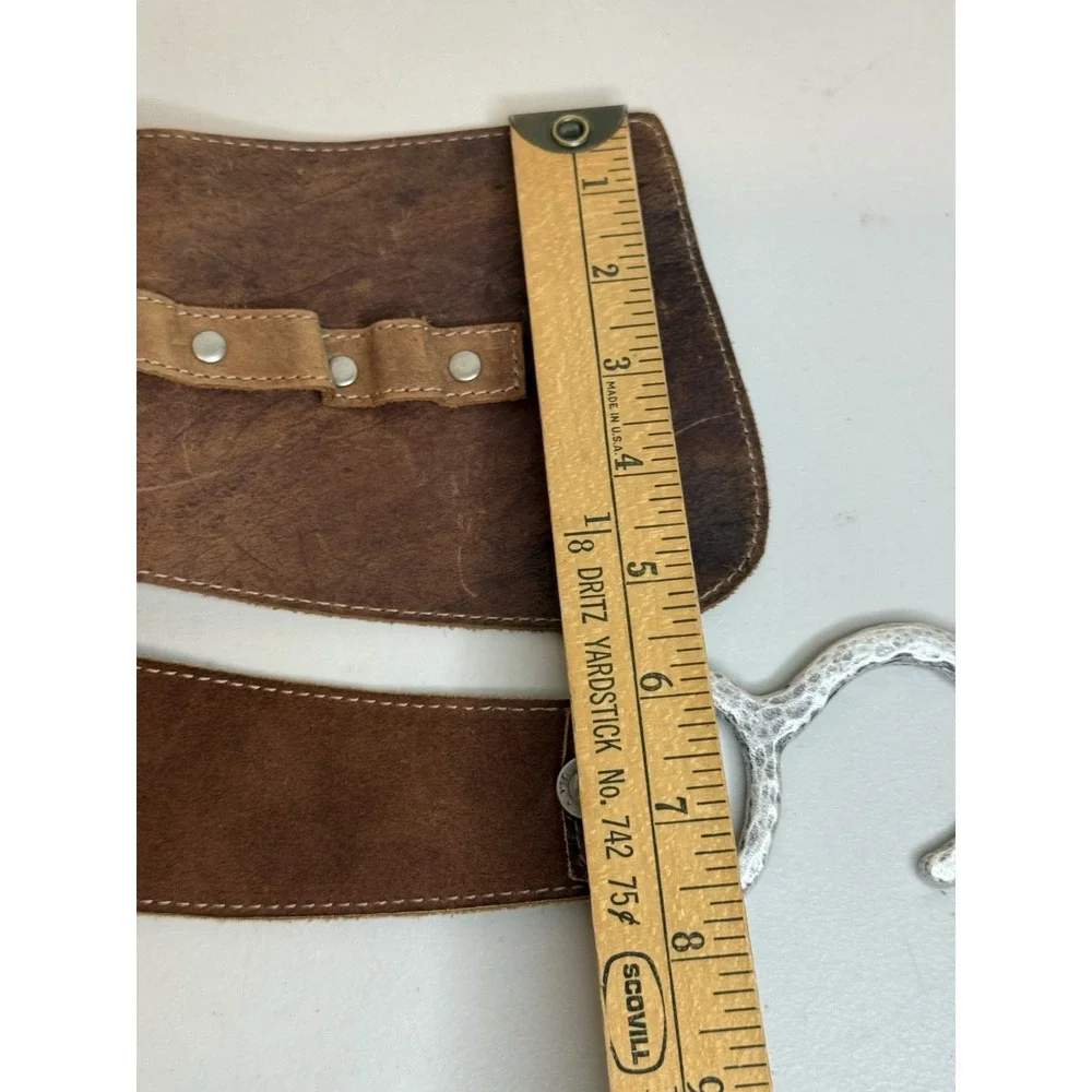 Leatherock Vintage Brown Suede Wide Waist Hip Belt Silver Hook Buckle USA 36